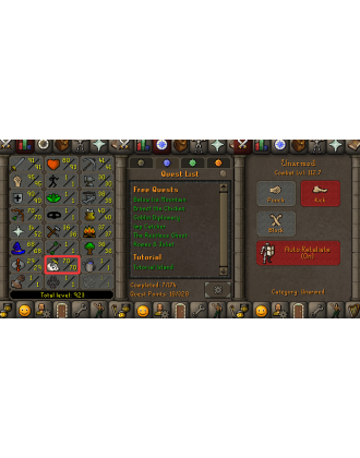 Main | Starter | TTL: 923 | CL: 112 | QP: 18 [91 ATT | 95 STR | 90 DEF | 70 RAN | 70 Slayer + MORE!]