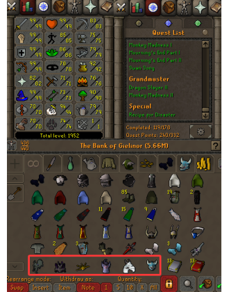 Main | Staker | TTL: 1952 | CL: 124 | QP: 240 [Max Melee, Fire Cape, B Gloves, Ava's, MM2, MM1, DS2, Void, Torso + MORE!]