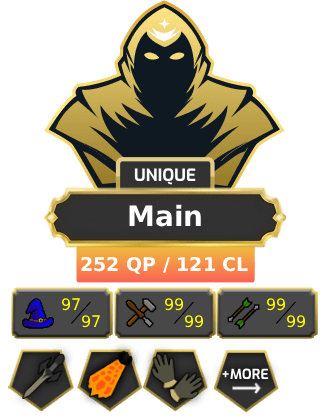 Main | TTL: 1956 | CL: 121 | QP: 252 [Avernic Defender, Fire Cape, B Gloves, Ava's, MM2, MM1, DS2, Void, Torso + MORE!]