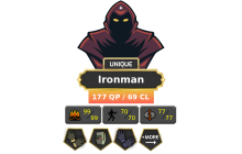 Ironman - HCIM | Starter | Berserker | TTL: 1160 | CL: 69 | QP: 177 [B Gloves, Ava's, MM1, Mithril Gloves, DT1 + MORE!]
