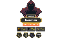 Ironman - HCIM | Main | TTL: 1093 | CL: 71 | QP: 177 [B Gloves, Ava's, MM1, Mithril Gloves, DT1, Graceful + MORE!]