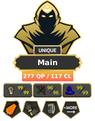 Main | TTL: 1960 | CL: 117 | QP: 277 [Fire Cape, B Gloves, Ava's, MM2, MM1, DS2, Void, Torso, SOTE, Mithril Gloves + MORE!]