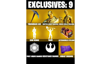 UNIQUE - Midas (Fully Golden) [33 Skins, 40 Axes, 42 Emotes, 37 Gliders and MORE!]