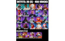 UNIQUE - Yulejacket, Shadow Blade Hope [20 Skins, 450 Vbucks, 32 Axes, 22 Emotes, 29 Gliders and MORE!]