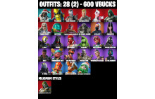UNIQUE - Tilted Teknique, Holiday Boxy [28 Skins, 600 Vbucks, 51 Axes, 34 Emotes, 51 Gliders and MORE!]