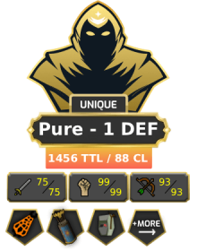 Pure - 1 DEF | TTL: 1456 | CL: 88 [Infernal, Dizana's Quiver, Ava's, MM1, Mithril Gloves, MA1 & MA2, DT1, Graceful + MORE!]