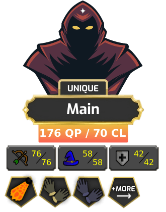 Main | Starter | Starter | TTL: 953 | CL: 70 | QP: 176 [Fire Cape, B Gloves, MM1, Mithril Gloves, DT1 + MORE!]