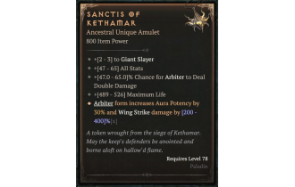 Sanctis of Kethamar [ ⭐️ Affix: MAX ROLL] Slaughter SC