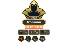 Ironman | Main | TTL: 1936 | CL: 106 | QP: 332 [Infernal, Dizana's Quiver, B Gloves, Ava's, Quest Cape, MM2, MM1 + MORE!]