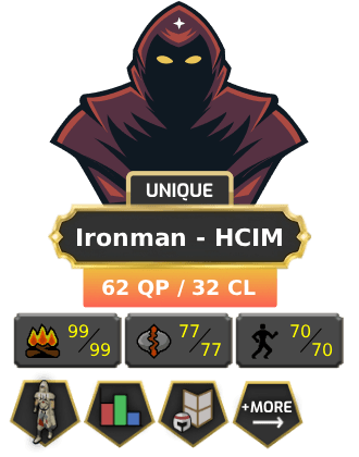 Ironman - HCIM | Main | TTL: 850 | CL: 32 | QP: 62 [Graceful, Pets + MORE!]