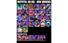 UNIQUE - Hero Baymax, The Night Rose [26 Skins, 250 Vbucks, 41 Axes, 25 Emotes, 30 Gliders and MORE!]