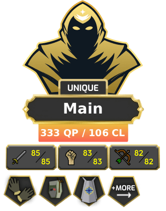 Main | TTL: 1732 | CL: 106 | QP: 333 [B Gloves, Ava's, Quest Cape, MM2, MM1, DS2, DT2, SOTE, Mithril Gloves, Lunars + MORE!]