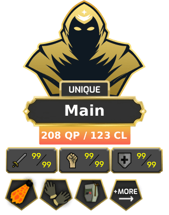 Main | Staker | Ironman | TTL: 2096 | CL: 123 | QP: 208 [Max Melee, Fire Cape, B Gloves, Ava's, MM1, Mithril Gloves + MORE!]