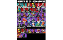 UNIQUE - Rebirth Harley Quinn, Holiday Boxy [30 Skins, 1000 Vbucks, 45 Axes, 31 Emotes, 36 Gliders and MORE!]