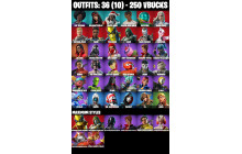 UNIQUE - Harley Hitter , Joltara [36 Skins, 250 Vbucks, 57 Axes, 43 Emotes, 39 Gliders and MORE!]