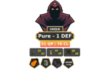 Pure - 1 DEF | TTL: 939 | CL: 76 | QP: 51 [Fire Cape, Ava's, Mithril Gloves, MA1 & MA2, DT1, 99 MAGE, 99 STR, God Book + MORE!]