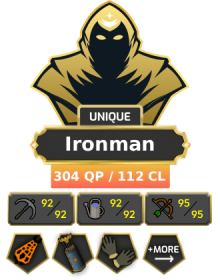Ironman | Main | TTL: 1920 | CL: 112 | QP: 304 [Infernal, Dizana's Quiver, B Gloves, Augury, Ava's, MM2, MM1, DS2 + MORE!]