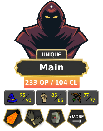 Main | Starter | TTL: 1591 | CL: 104 | QP: 233 [Fire Cape, B Gloves, Ava's, MM1, Void, Torso, Mithril Gloves, MA1 & MA2 + MORE!]