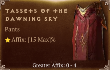 Tassets of the Dawning Sky [ ⭐️ Affix: MAX ROLL] Reckoning SC
