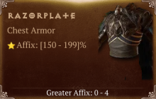 Razorplate [ ⭐️ Affix: HIGH ROLL] Reckoning SC
