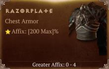 Razorplate [ ⭐️ Affix: MAX ROLL] Reckoning SC