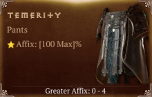 Temerity [ ⭐️ Affix: MAX ROLL] Reckoning SC