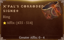 X'Fal's Corroded Signet [ ⭐️ Affix: HIGH ROLL] Reckoning SC