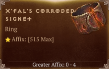 X'Fal's Corroded Signet [ ⭐️ Affix: MAX ROLL] Reckoning SC