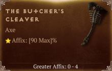 The Butcher's Cleaver [ ⭐️ Affix: MAX ROLL] Reckoning SC