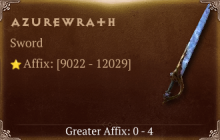 Azurewrath [ ⭐️ Affix: HIGH ROLL] Reckoning SC