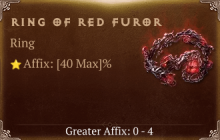 Ring of Red Furor [ ⭐️ Affix: MAX ROLL] Reckoning SC