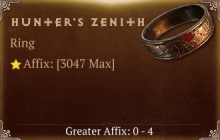 Hunter's Zenith [ ⭐️ Affix: MAX ROLL] Reckoning SC