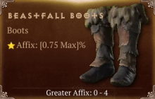 Beastfall Boots [ ⭐️ Affix: MAX ROLL] Reckoning SC