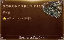 Scoundrel's Kiss [ ⭐️ Affix: HIGH ROLL] Reckoning SC