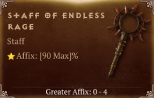 Staff of Endless Rage [ ⭐️ Affix: MAX ROLL] Reckoning SC