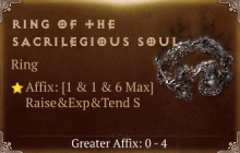 Ring of the Sacrilegious Soul [ ⭐️ Affix: MAX ROLL] Reckoning SC