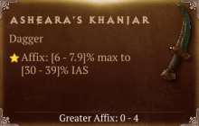 Asheara's Khanjar [ ⭐️ Affix: HIGH ROLL] Reckoning SC