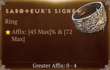 Saboteur's Signet [ ⭐️ Affix: MAX ROLL] Reckoning SC