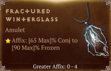 Fractured Winterglass [ ⭐️ Affix: MAX ROLL] Reckoning SC