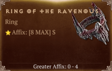 Ring of the Ravenous [ ⭐️ Affix: MAX ROLL] Reckoning SC