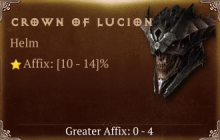 Crown of Lucion [ ⭐️ Affix: HIGH ROLL] Reckoning SC