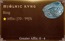 Mj&Ouml;lnic Ryng [ ⭐️ Affix: HIGH ROLL] Reckoning SC