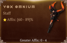 Vox Omnium [ ⭐️ Affix: HIGH ROLL] Reckoning SC