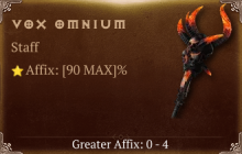 Vox Omnium [ ⭐️ Affix: MAX ROLL] Reckoning SC