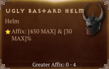 Ugly Bastard Helm [ ⭐️ Affix: MAX ROLL] Reckoning SC
