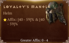 Loyalty's Mantle [ ⭐️ Affix: HIGH ROLL] Reckoning SC