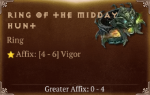 Ring of the Midday Hunt [ ⭐️ Affix: HIGH ROLL] Reckoning SC