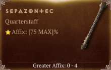Sepazontec [ ⭐️ Affix: MAX ROLL] Reckoning SC