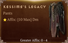 Kessime's Legacy [ ⭐️ Affix: MAX ROLL] Reckoning SC