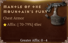 Mantle of the Mountain&rsquo;s Fury [ ⭐️ Affix: HIGH ROLL] Reckoning SC
